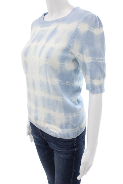 Design 365 Women Tie Dye Crew Neck Pullover Sweater Blue Size S