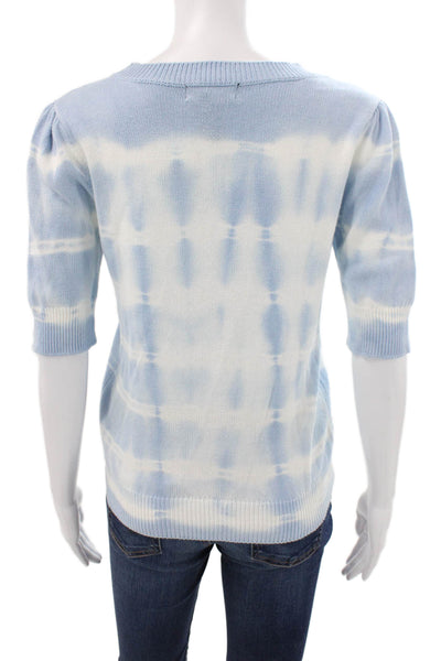 Design 365 Women Tie Dye Crew Neck Pullover Sweater Blue Size S