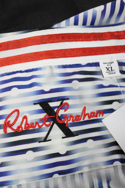 Robert Graham Mens Button Down Striped Multicolor Shirt Size XL