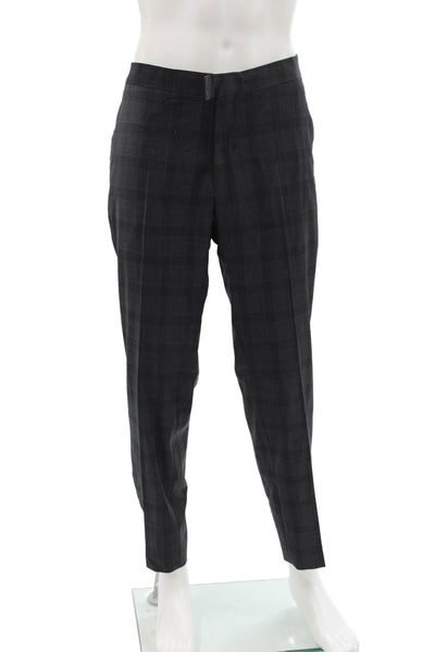 Sartoria Ambrosiana Mens Wool Plaid 2 Piece Suit Gray Size 46