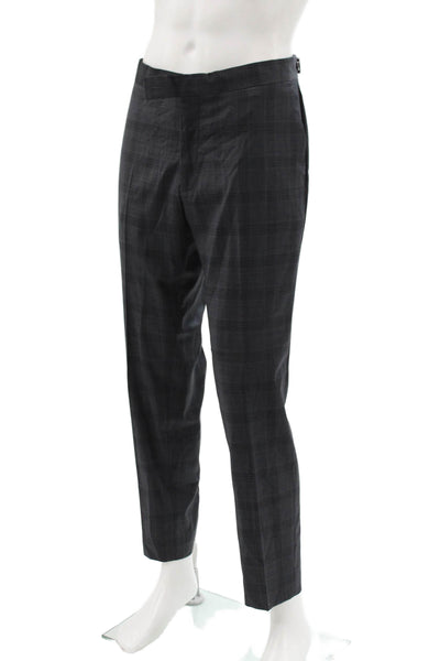 Sartoria Ambrosiana Mens Wool Plaid 2 Piece Suit Gray Size 46