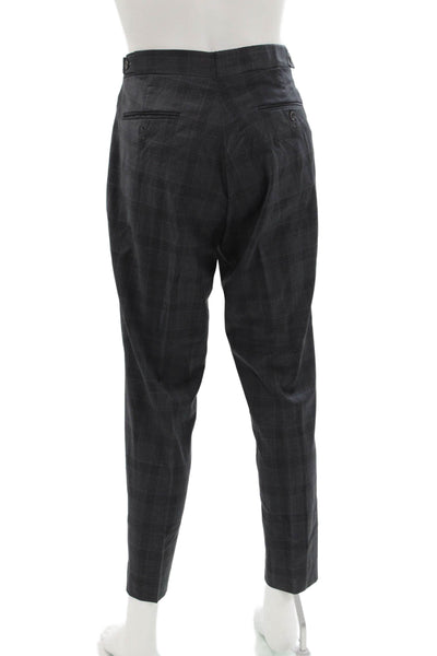 Sartoria Ambrosiana Mens Wool Plaid 2 Piece Suit Gray Size 46