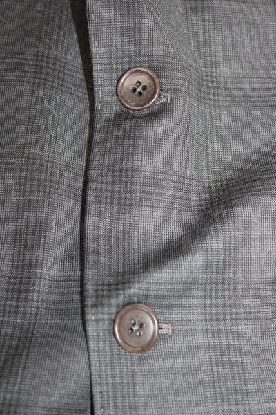 Sartoria Ambrosiana Mens Wool Plaid 2 Piece Suit Gray Size 46