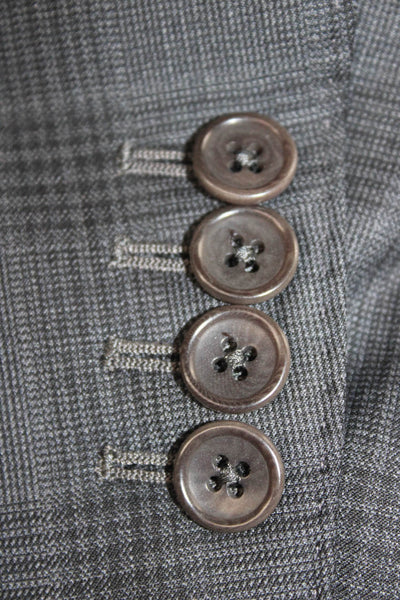 Sartoria Ambrosiana Mens Wool Plaid 2 Piece Suit Gray Size 46