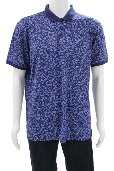 G/Fore Mens Short Sleeve Collared Floral Knit Polo Shirt Purple Size Large