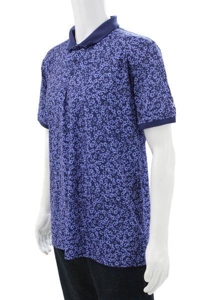 G/Fore Mens Short Sleeve Collared Floral Knit Polo Shirt Purple Size Large