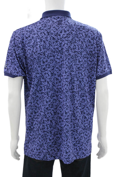 G/Fore Mens Short Sleeve Collared Floral Knit Polo Shirt Purple Size Large