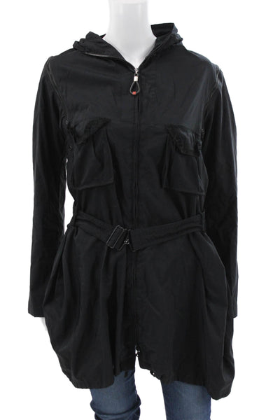 Marithe & Francois Girbaud Women Black Nylon Parka Buckle Closure Size 42