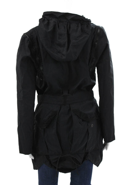 Marithe & Francois Girbaud Women Black Nylon Parka Buckle Closure Size 42