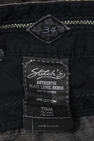 Stitch's Mens Straight Jeans Gray Cotton Button Size 34