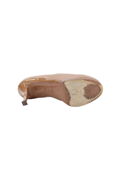 Yves Saint Laurent Womens Stiletto Patent Leather Tribtoo Pumps Brown Size 36.5