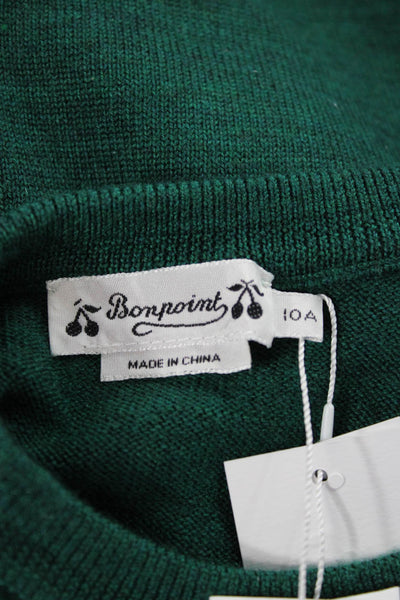 Bonpoint Boys Round Neck Long Sleeves Pullover Sweater Green Size 10