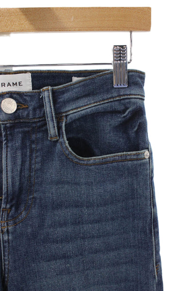 Frame Womens Straight Jeans Blue Mid-Rise Cotton Button Inseam 27 Size 26