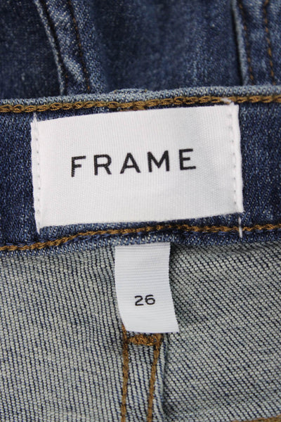 Frame Womens Straight Jeans Blue Mid-Rise Cotton Button Inseam 27 Size 26