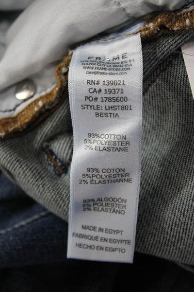 Frame Womens Straight Jeans Blue Mid-Rise Cotton Button Inseam 27 Size 26