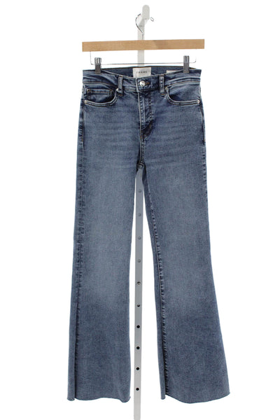 Frame Womens Flared Jeans High Waist Blue Button Cotton Blend Size 26