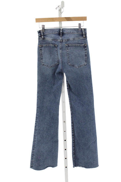 Frame Womens Flared Jeans High Waist Blue Button Cotton Blend Size 26