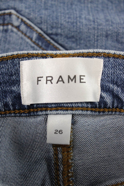 Frame Womens Flared Jeans High Waist Blue Button Cotton Blend Size 26