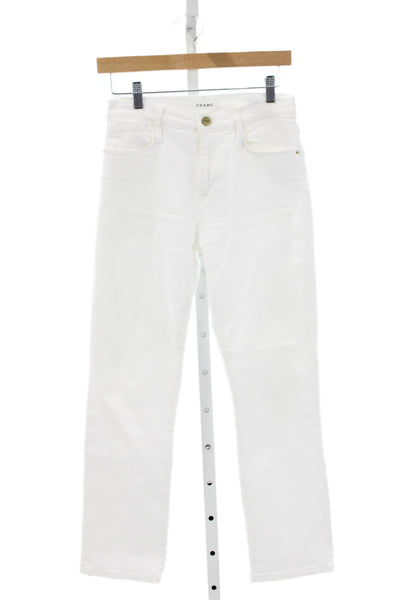 Frame Womens High Waist Straight Jeans White Cotton 26in Size 27
