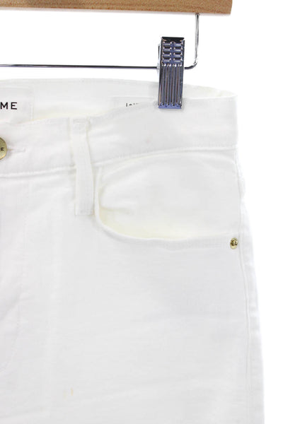 Frame Womens High Waist Straight Jeans White Cotton 26in Size 27