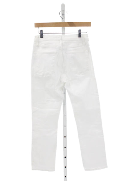 Frame Womens High Waist Straight Jeans White Cotton 26in Size 27