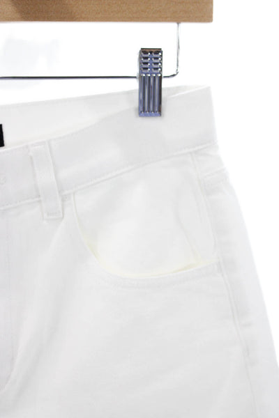Theory Womens Wide-Leg White Jeans Mid-Rise Cotton Inseam 24 Size 25