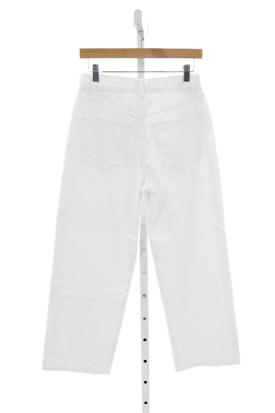 Theory Womens Wide-Leg White Jeans Mid-Rise Cotton Inseam 24 Size 25