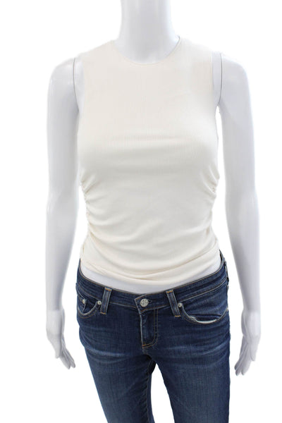 Alo Womens Basic Tank Ivory Modal Crew Neck Sleeveless Size XS