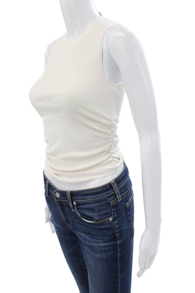 Alo Womens Basic Tank Ivory Modal Crew Neck Sleeveless Size XS