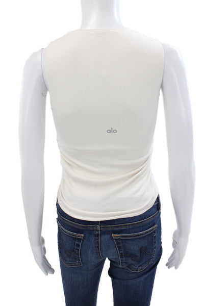 Alo Womens Basic Tank Ivory Modal Crew Neck Sleeveless Size XS
