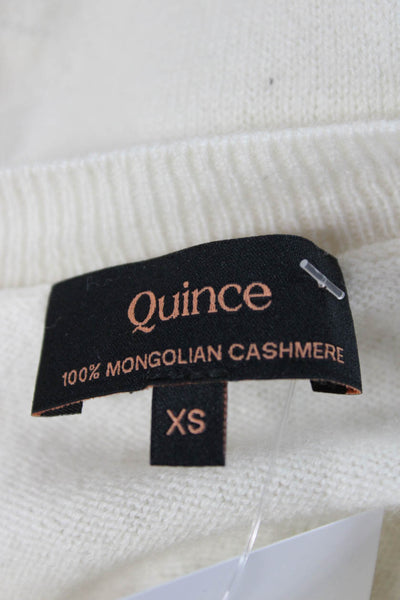 Quince Women Ivory Mongolian Cashmere Short Sleeve Crew Neck Pullover Size XS
