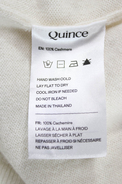 Quince Women Ivory Mongolian Cashmere Short Sleeve Crew Neck Pullover Size XS