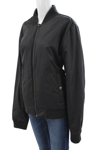Velvet Womens Bomber Jacket Black Nylon Zip Long Sleeve Size XL