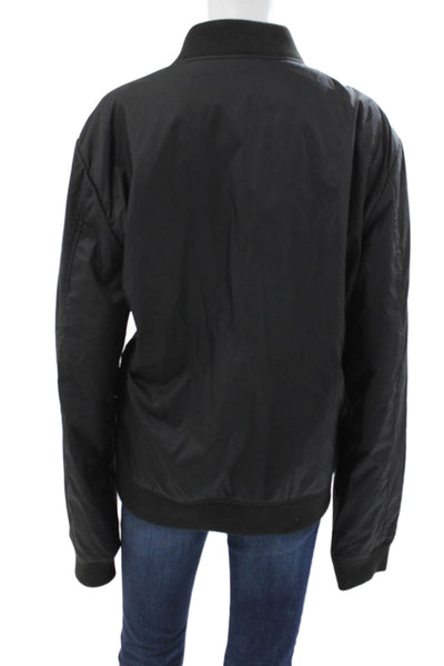 Velvet Womens Bomber Jacket Black Nylon Zip Long Sleeve Size XL