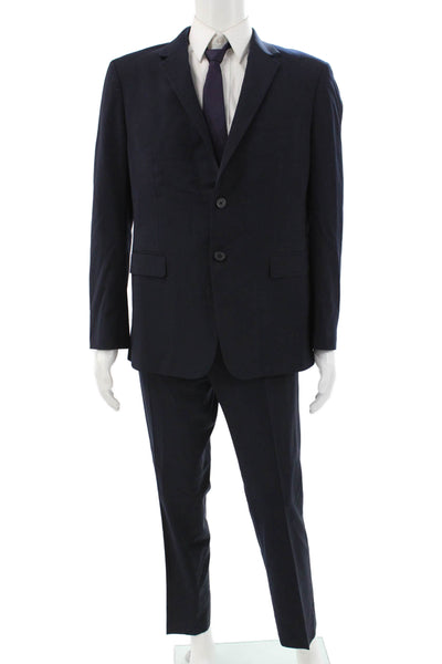 Theory Men 2 Piece Wool Solid Blue Suit Size 42