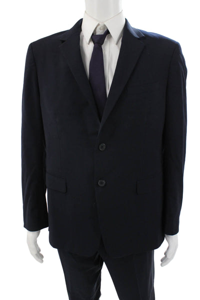 Theory Men 2 Piece Wool Solid Blue Suit Size 42