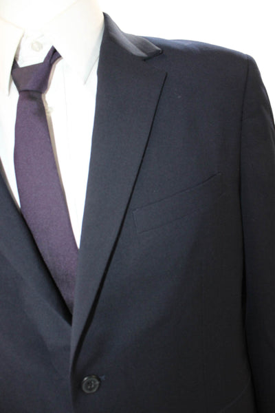 Theory Men 2 Piece Wool Solid Blue Suit Size 42