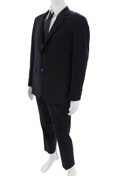 Theory Men 2 Piece Wool Solid Blue Suit Size 42