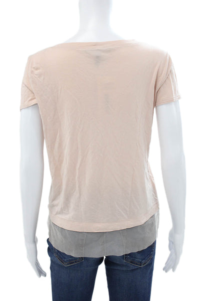 BCBGMAXAZRIA Women Basic Pink Scoop Neck Modal Short Sleeve T-Shirt Size S