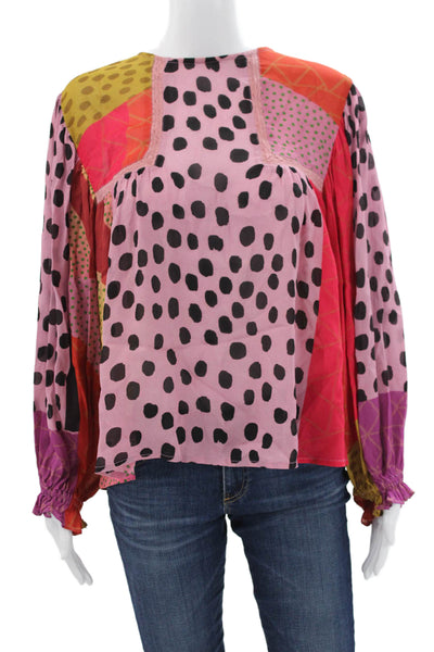 Blank London Women Polka Dot Viscose Long Sleeve Shirt Petite Size S