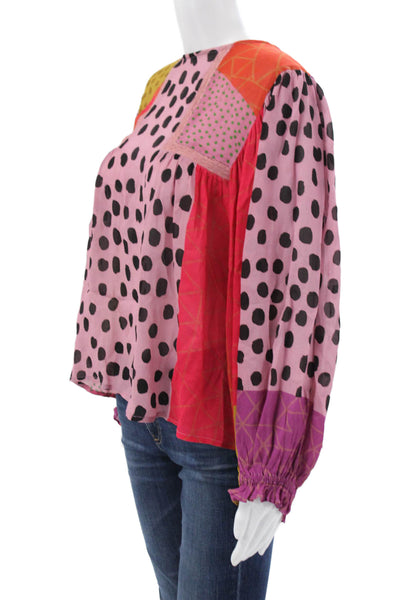 Blank London Women Polka Dot Viscose Long Sleeve Shirt Petite Size S
