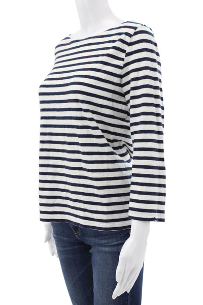 J Crew Women Basic Striped Cotton Boat Neck 3/4 Sleeve T-Shirt Size S