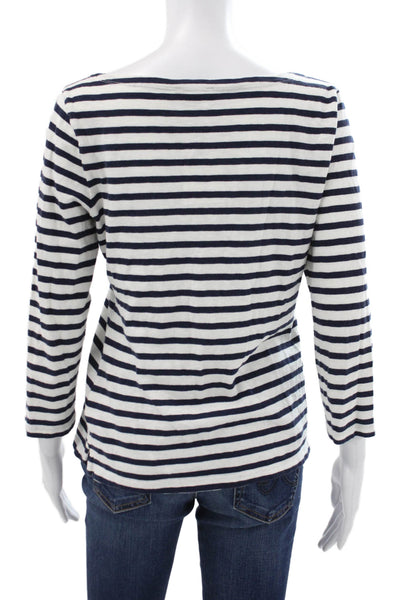 J Crew Women Basic Striped Cotton Boat Neck 3/4 Sleeve T-Shirt Size S