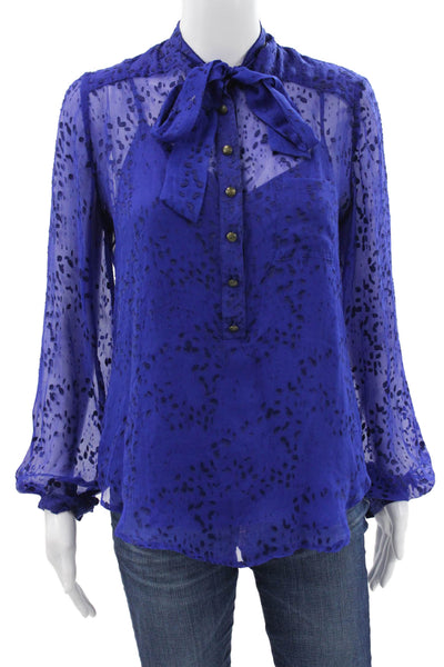 Twelfth Street by Cynthia Vincent Womens Long Sleeve Silk Burnout Blouse Size S