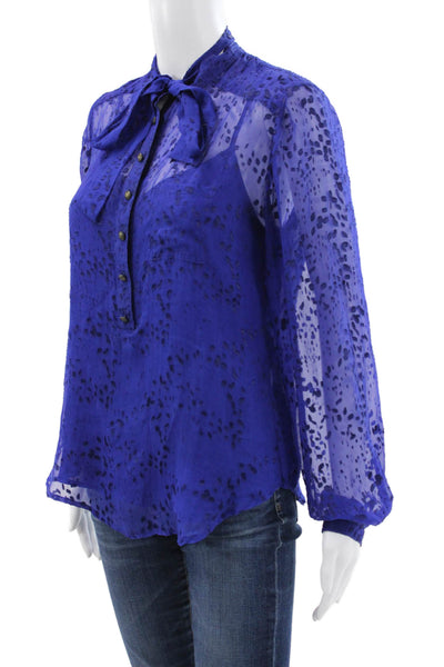 Twelfth Street by Cynthia Vincent Womens Long Sleeve Silk Burnout Blouse Size S