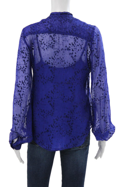 Twelfth Street by Cynthia Vincent Womens Long Sleeve Silk Burnout Blouse Size S