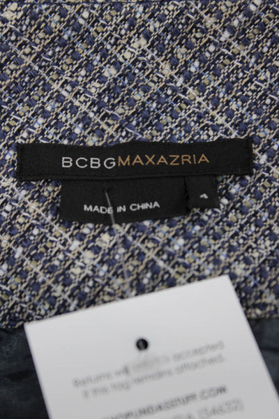 BCBGMAXAZRIA Womens Pleated Check Cotton Skirt Blue Size 4