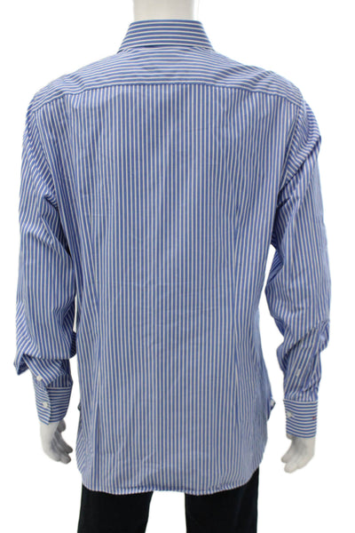 Ermenegildo Zegna Mens Button Down Striped Cotton Shirt Long Sleeve Size M