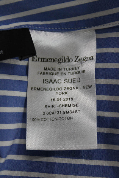 Ermenegildo Zegna Mens Button Down Striped Cotton Shirt Long Sleeve Size M