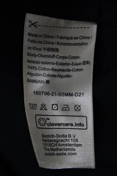 Scotch & Soda Mens Button Down Blue Graphic Short Sleeve Cotton Shirt Size M